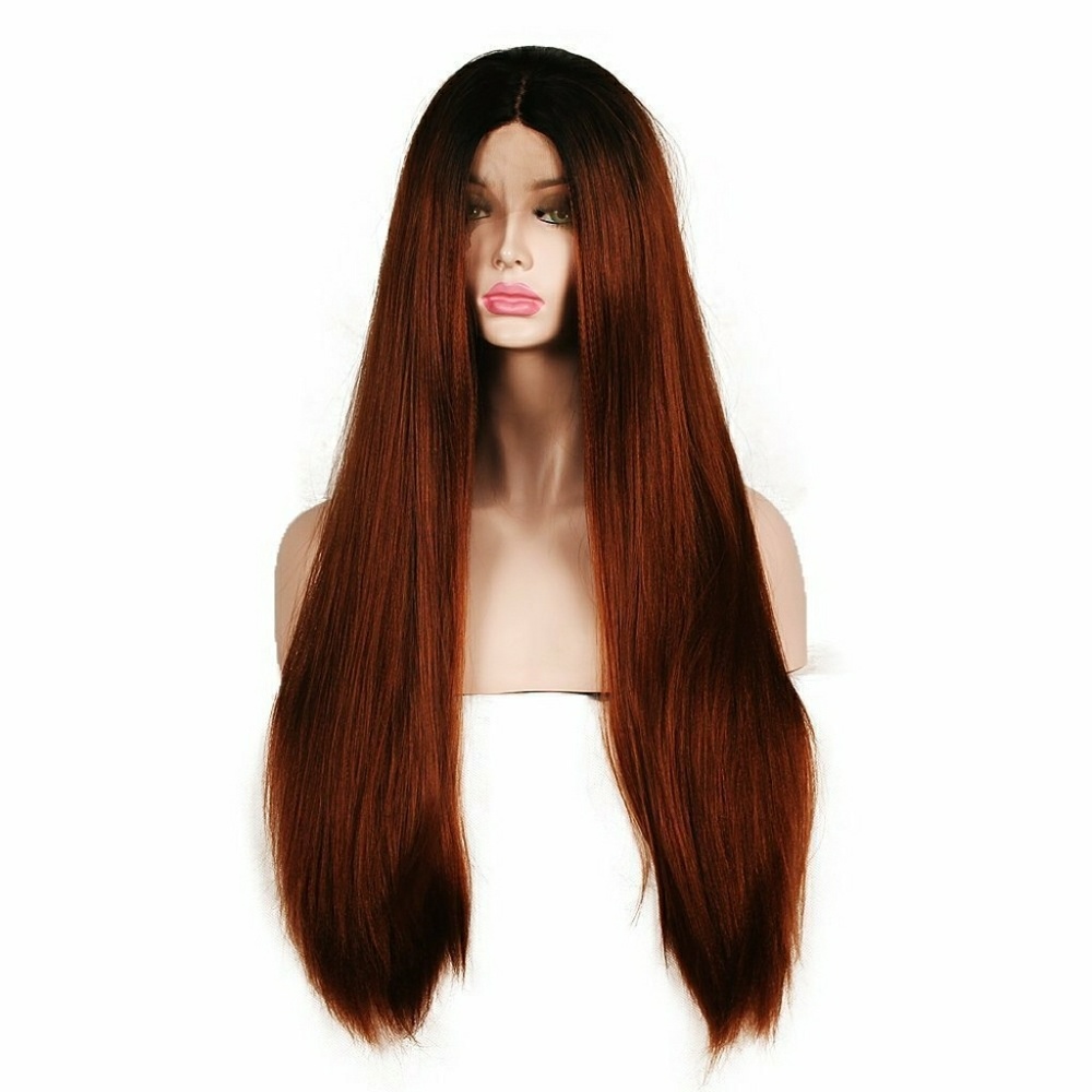 Ombre Red Brown Lace Front Wig - Picture 3 of 4